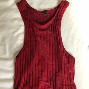 Full Tilt Red Ribbed Crop Top